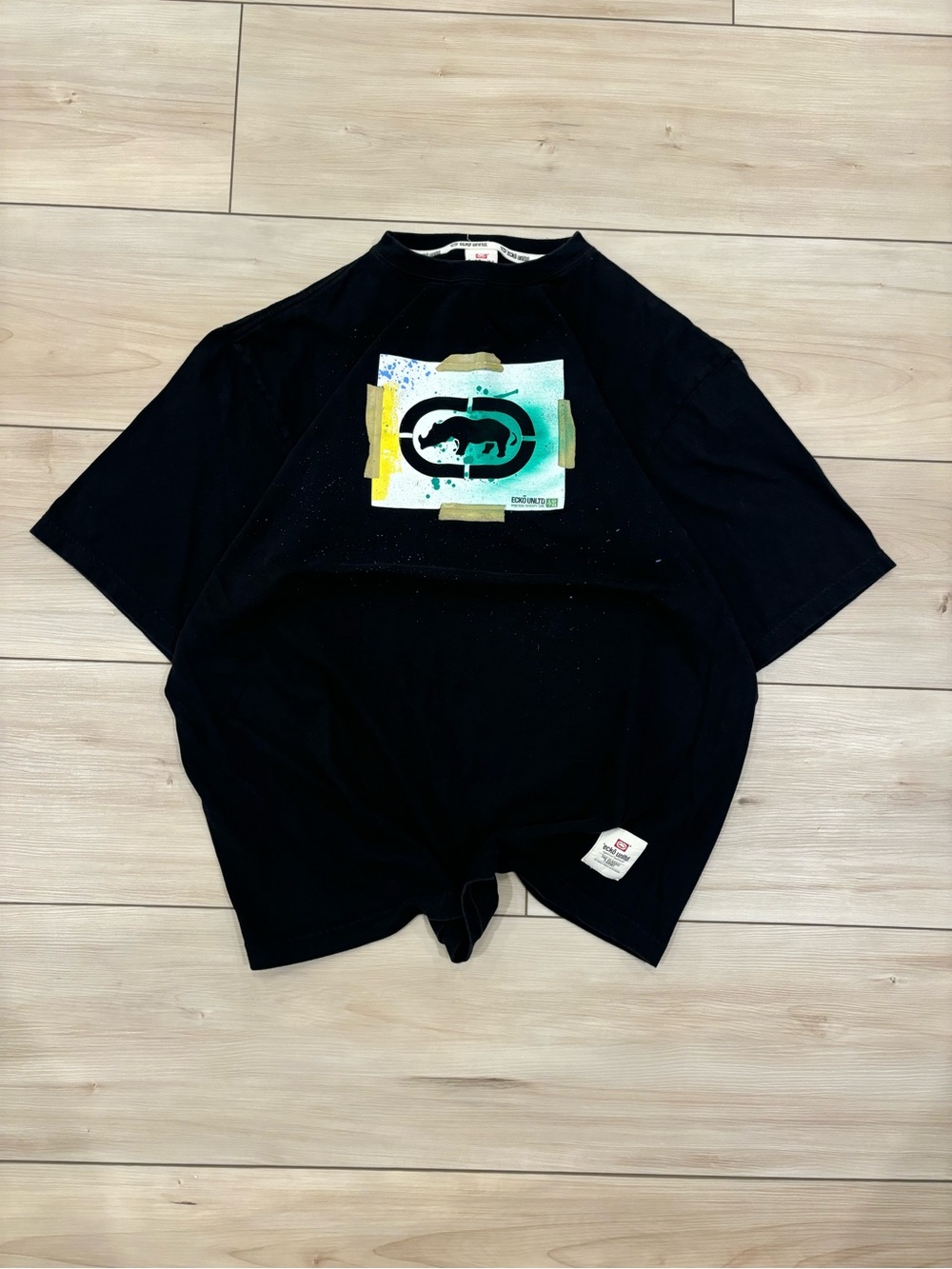 Ecko Unlimited Y2K 2000s Skater Grunge Rhino Logo Mens Graphic T-Shirt